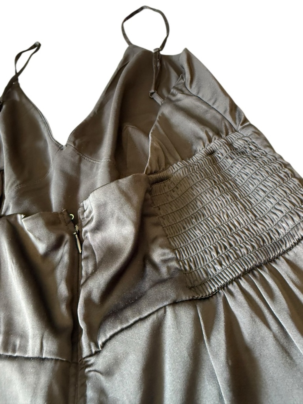 New Abercrombie & Fitch Jumpsuit Plunge Satin Black Size Medium $120 Dressy - Picture 9 of 10